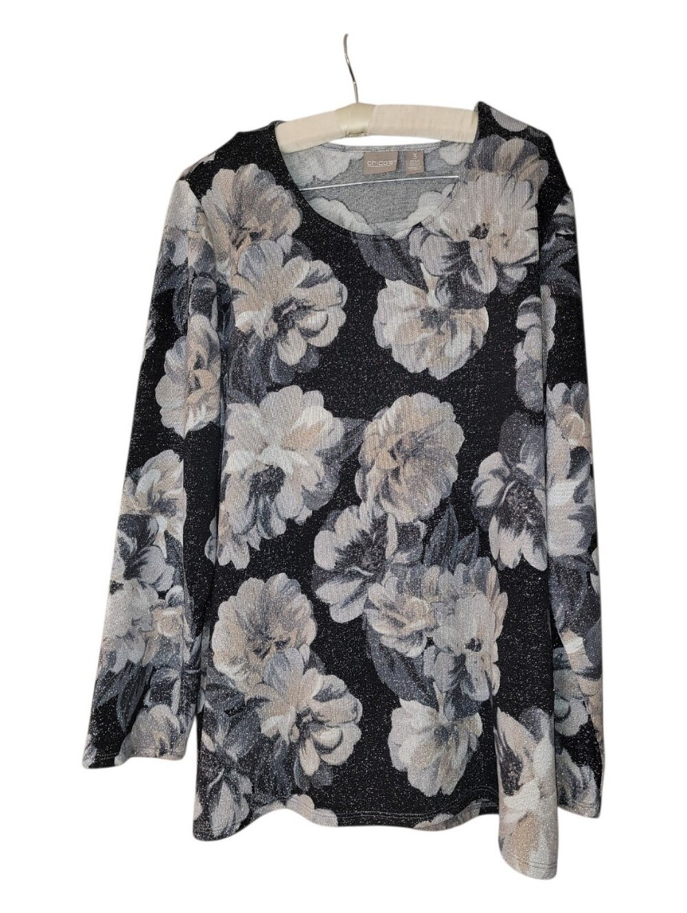 Chico's 3 Floral Sparkle Sweater XL 16